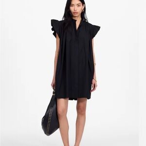 Madewell Black Flutter Sleeve Mini Dress